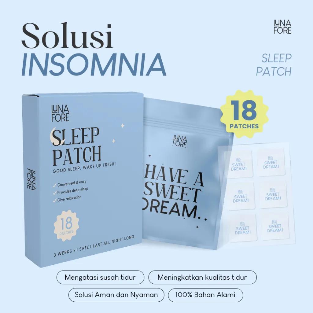Lunafore Sleep Patch Sticker 18 Pcs - Sleep Patch Koyo Tidur Melatonin Bantu Insomnia Tidur Nyenyak