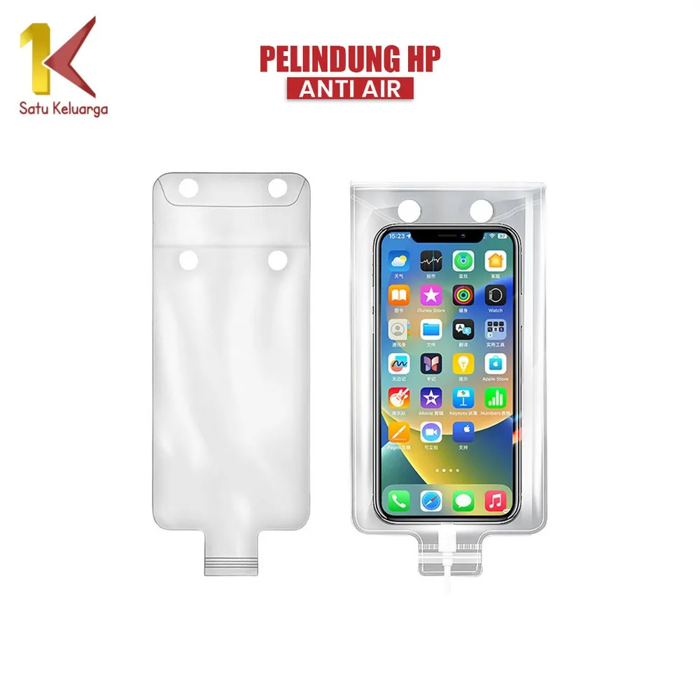EC Satu Keluarga Sarung HP Transparan Anti Air C1376 Tas HP Motor Waterproof Anti Air Hujan Serbaguna