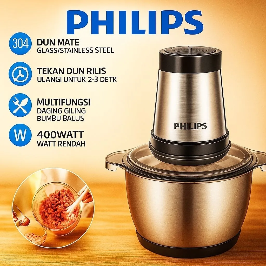 Chopper Daging Serbaguna dengan Pisau Stainless Steel Tajam