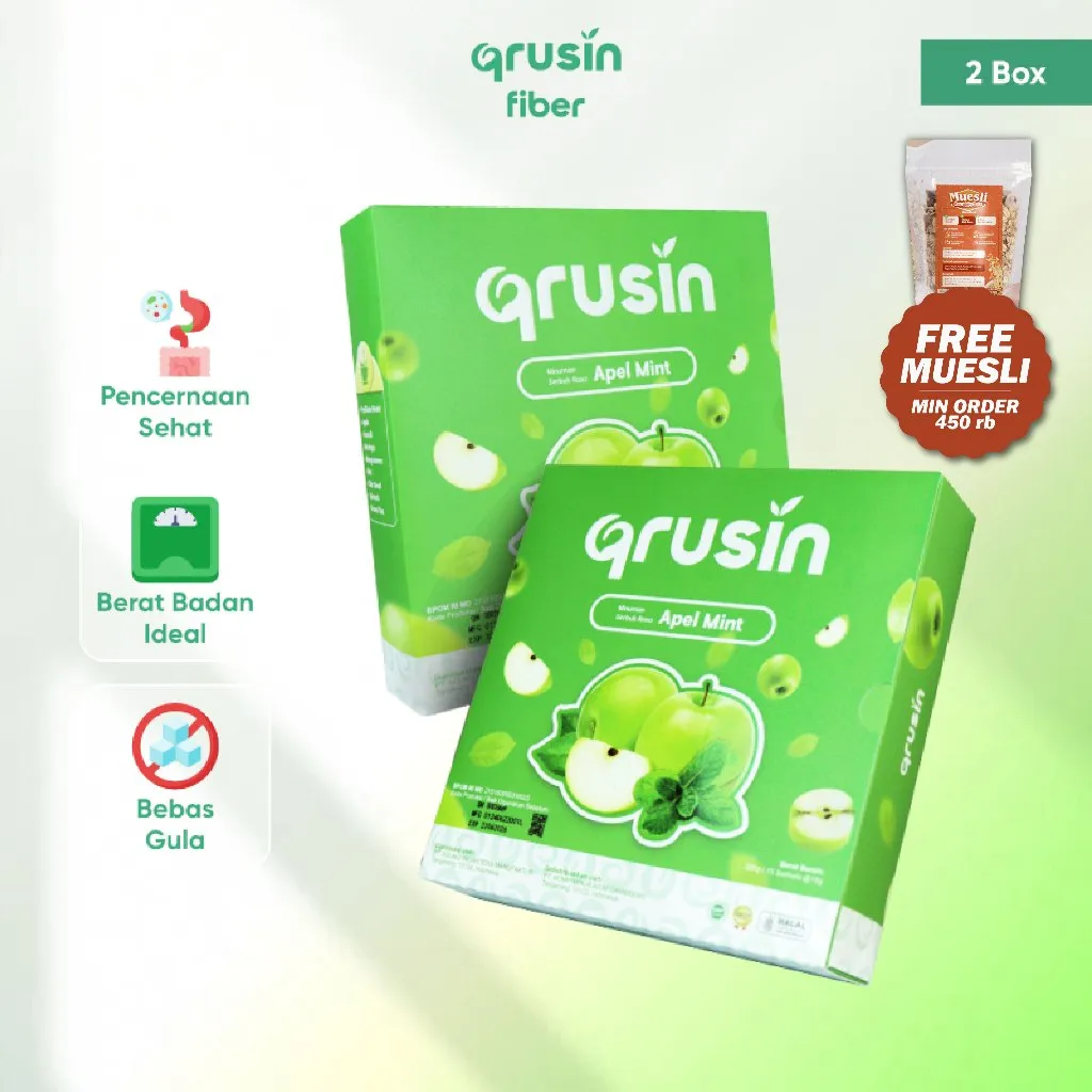Qrusin Minuman Diet Serat Fiber Slim Suplemen Detox Pelangsing Penurun Berat Badan 2 Box 2bx