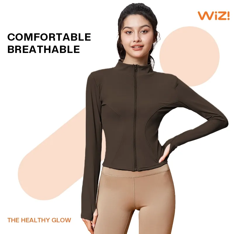 WiZi Jaket Olahraga Anti UV Wanita Baju Gym Wanita Lengan Panjang Fitness Sport Yoga Jaket (MT01)