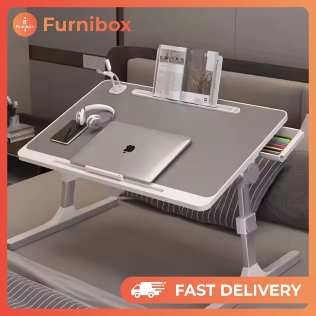 Meja Lipat Laptop Portable Desk Mini Belajar Foldable With USB Port