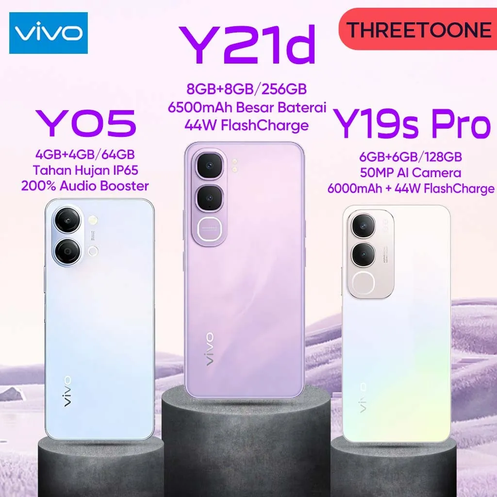 Vivo Y05/Y19s Pro/Y21d RAM 6GB ROM 128GB 6000mAh Baterry Hp Vivo Terbaru 2025 Garansi Resmi Bisa COD