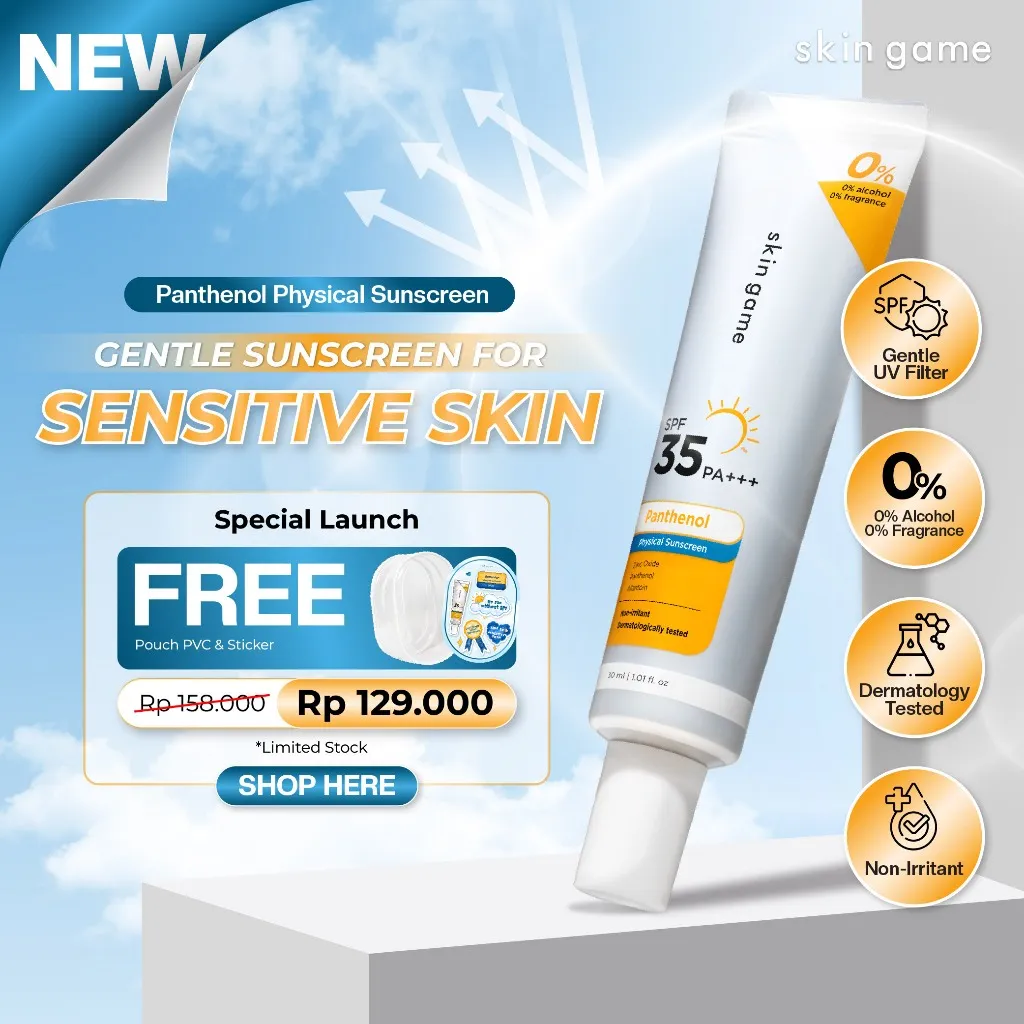Skin Game Panthenol Physical Sunscreen SPF 35 PA+++ | Daily Protection Sensitive Skin