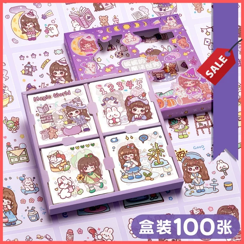 NINI STIKER KOREA ISI 100 PCS STICKER DECO AESTHETIC  SCRAPBOOK DIARY JOURNAL DIY LOVERSTUFF