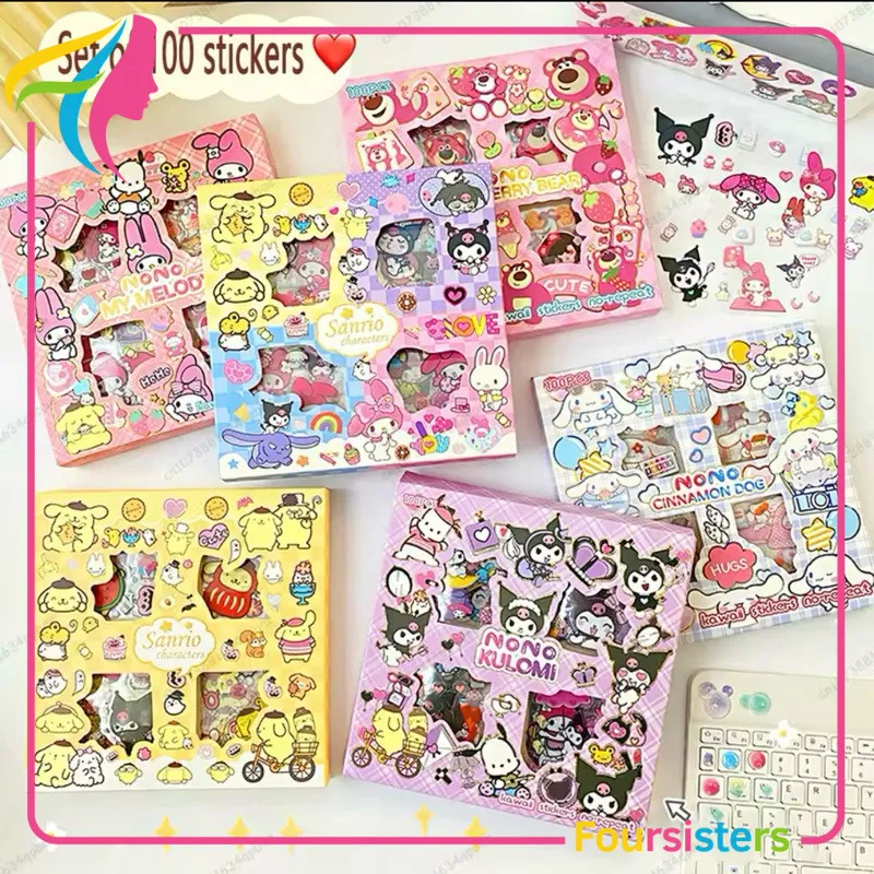 [FS GROSIR] Sticker 1Box isi  Motif Momo Sanrio Kartun Korea Lucu Anti Air Dekorasi Handbook Scrapbook DIYu