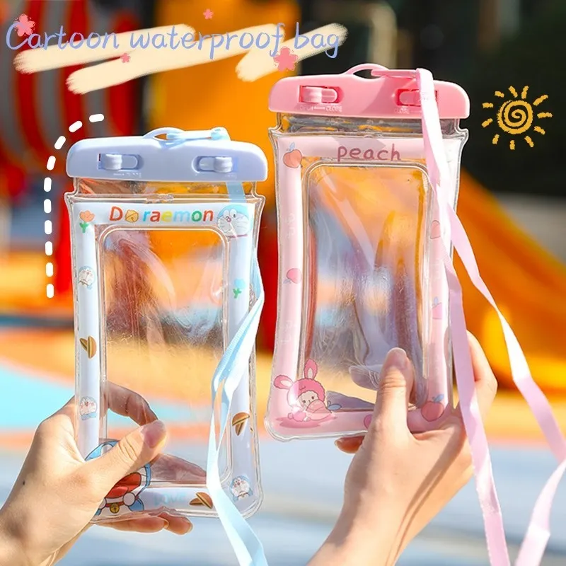 High Quality / Waterproof Case HP kartun lucu  Waterproof Case HP kartun lucu Tas Handphone Tahan Anti Air Universal All Size Hp Warna Warni High Quality