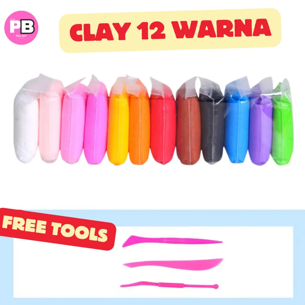 [TERMURAH] Clay mainan Anak isi 12 Pcs Clay 12 Warna Slime Clay isi 12 Pcs