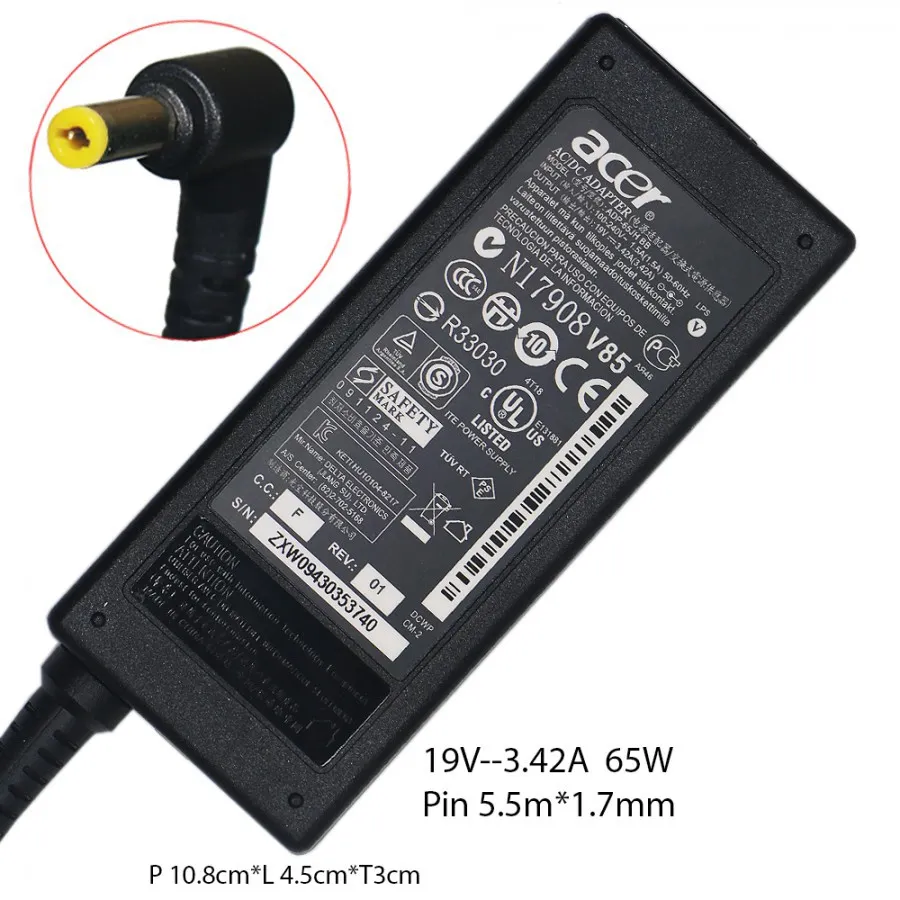 ACER - Original Charger Laptop Acer Aspire 4750 4720Z 4741 4710 4741G 4730 E1-431 E1-471 19V 3.42A