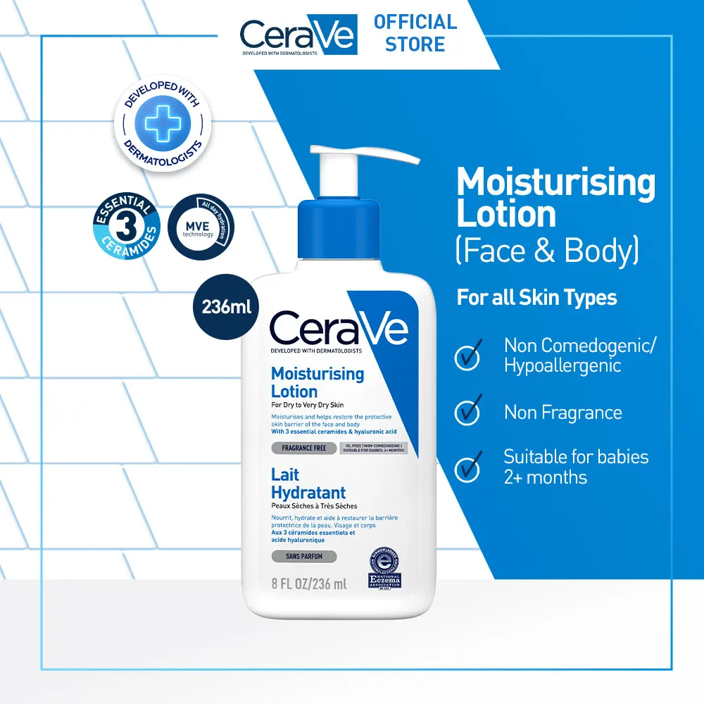 CeraVe Daily Moisturising Lotion 236ml � Skin Barrier Repair Moisturizer with Ceramide for Dry to Very Dry Skin [Pelembap Untuk Kulit Kering]