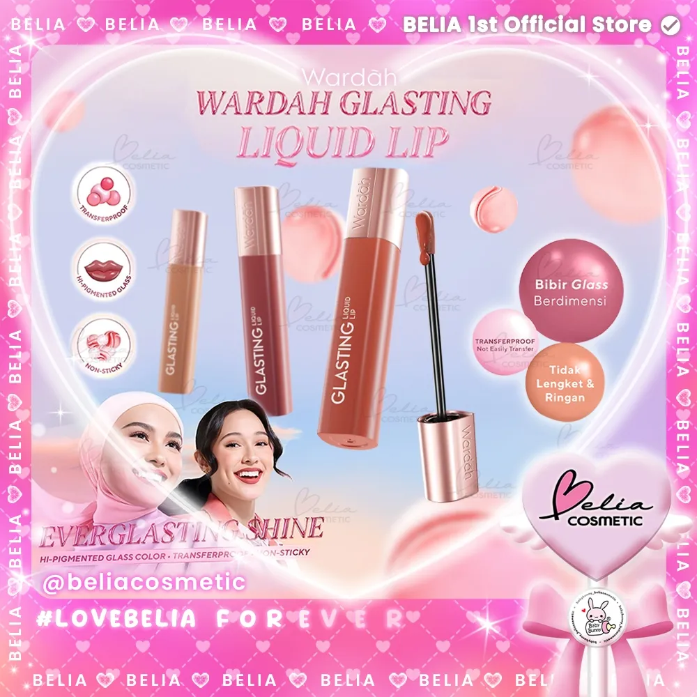 [ BELIA ] WARDAH Glasting Liquid Lip | Hi-Pigmented Glass Color | Ringan | Tidak Lengket