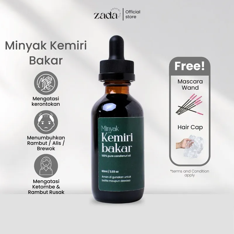 ZADA Minyak Kemiri Bakar | Serum Penumbuh Rambut & Perawatan Rambut Rontok