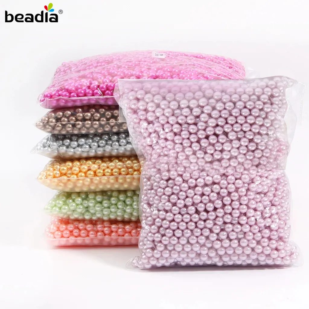 Beadia Manik Mutiara Imitasi ABS Bulat [3/4/6/8/10mm] - TANPA LUBANG Warna-Warni Untuk DIY Kalung, Gelang, Anting | Perhiasan & Kerajinan Tangan