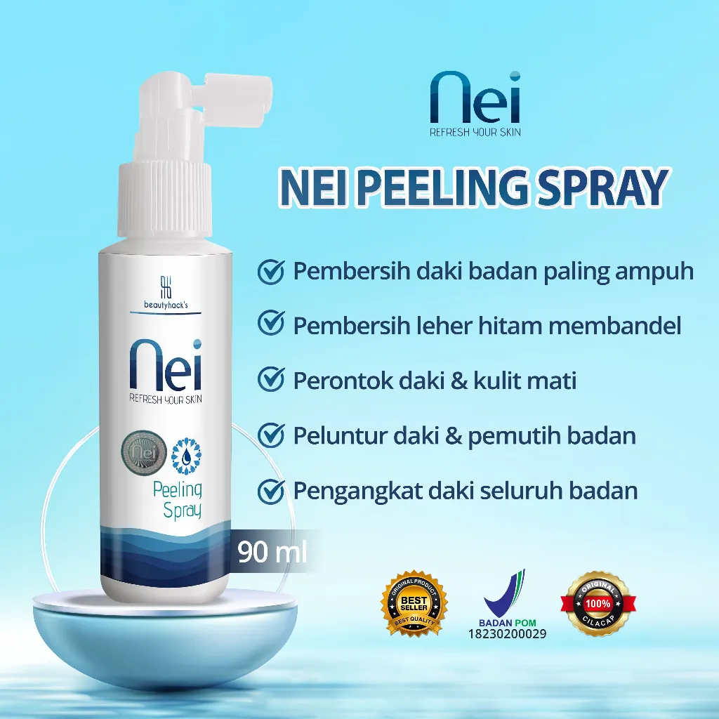 NEI Peeling Spray Penghilang Daki Pembersih Leher Hitam Ketiak Seluruh Badan Original Beautyhacks