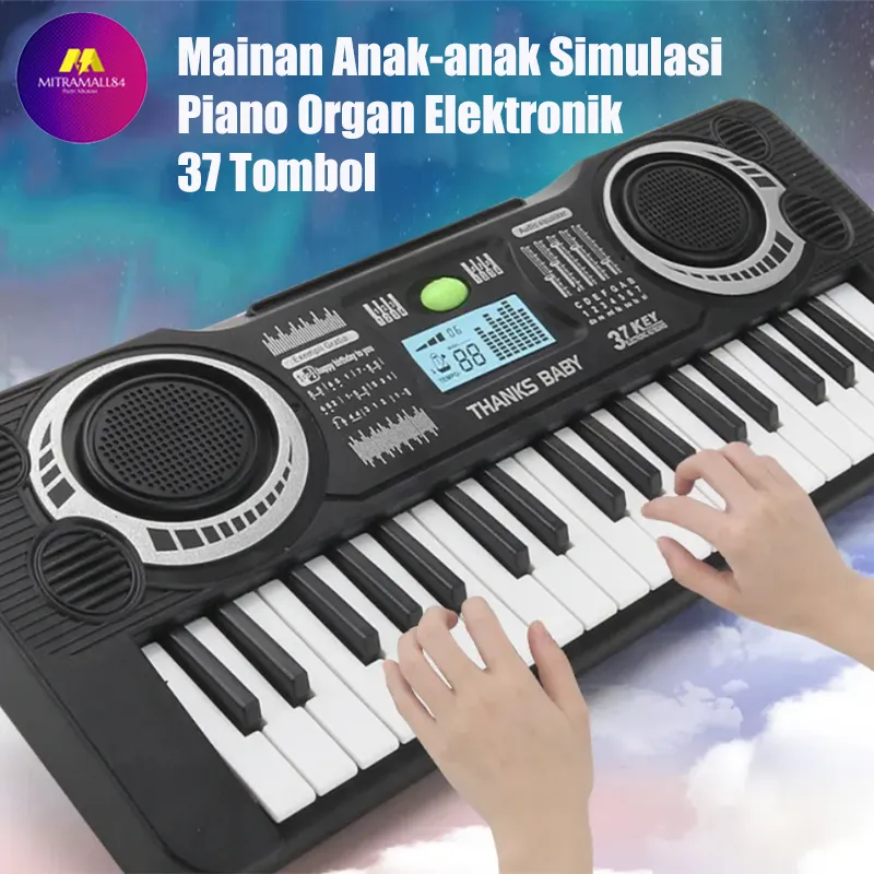Mainan Anak Organ Piano Elektrik Anak Musical Keyboard 37 Keys  - Black