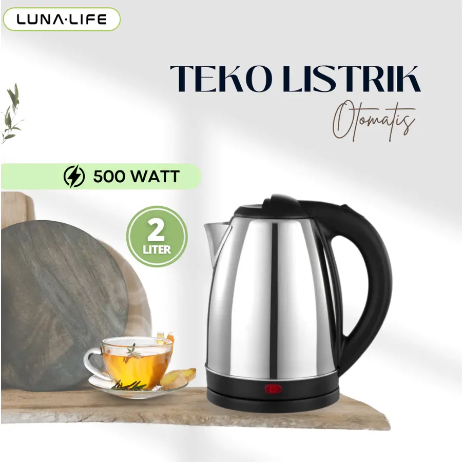 [Toko Papatta] LUNALIFE Teko Listrik 2 Liter SNI 500 W  Stainless Steel Pemanas Air Electric Kettle Official