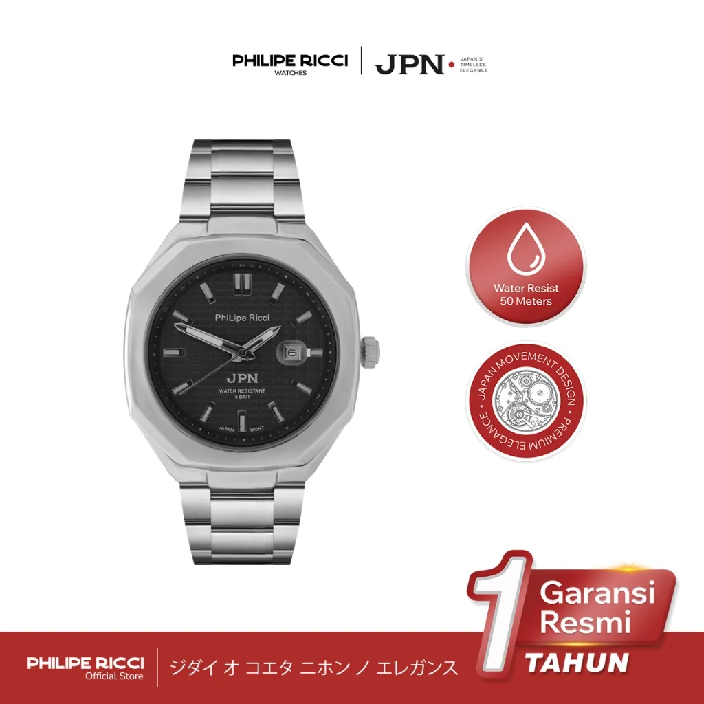 PhiLipe Ricci JPN Jam Tangan Pria Rantai Trendy Anti Air 100% Ori Terbaru Modern 1718 Men Watches