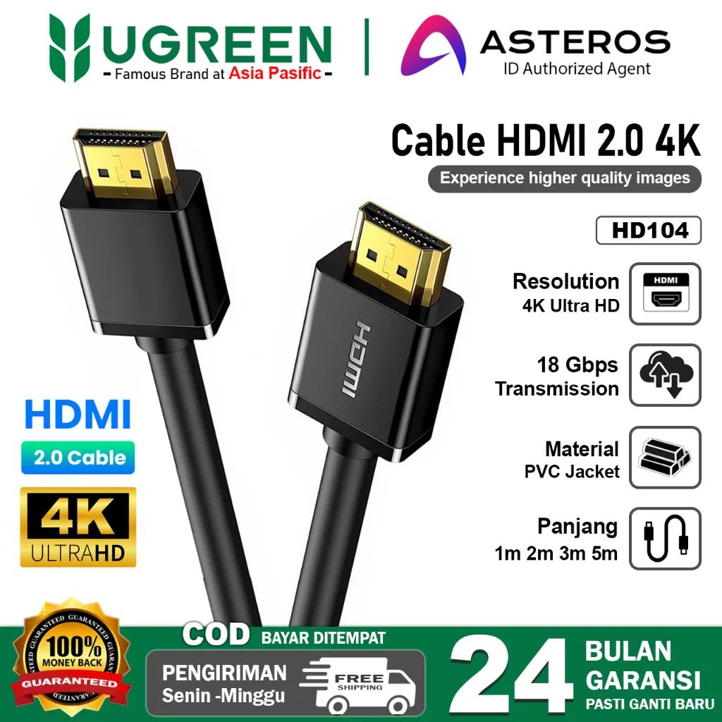 UGREEN Kabel HDMI To HDMI Ultra HD 4K 2K HDR High Speed V2.0 4K / 60Hz 1m 2m 3m 5m 10m