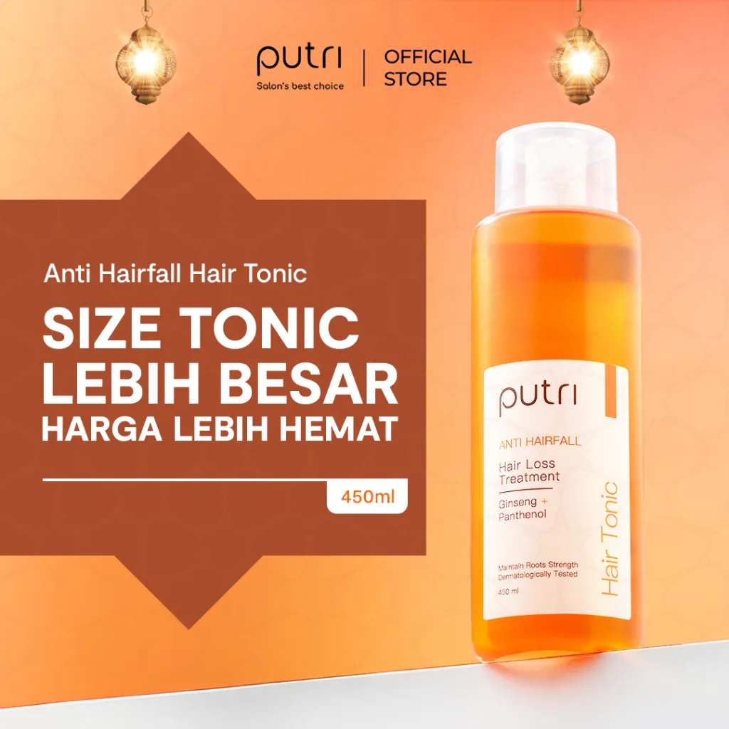 [PRODUK TERLARIS] Putri Anti Hairfall Hair Tonic 450mL | Anti Rambut Rontok, Hair Loss | Tonik Rambut Wangi Tahan Lama & Rambut Badai | Dengan Ekstrak Ginseng | Tonik Memperkuat Akar Rambut | Hair Tonic Local, Murah, BPOM | Perawatan Kulit Kepala