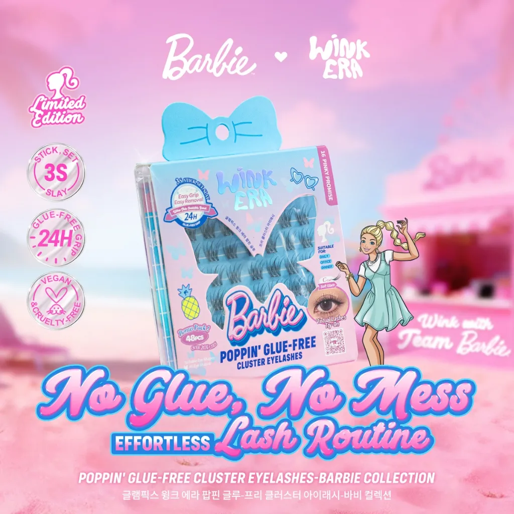 GLAMFIX Wink Era Poppin' Glue-Free Cluster Eyelashes Bulu Mata Palsu Eyelash Extension Individual Lashes Langsung Tempel 9-14mm Tanpa Lem Fake Lashes Bulmat Natural Douyin Look