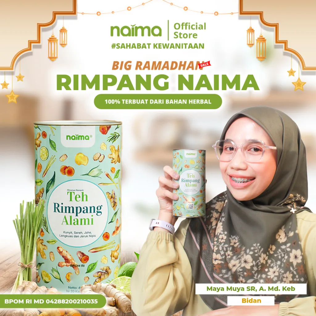 Teh Rimpang Naima - Minuman Teh Rimpang Alami 100% Original - Kunyit, Sereh, Jahe, Lengkuas, dan Jeruk Nipis #sehatdaridalam