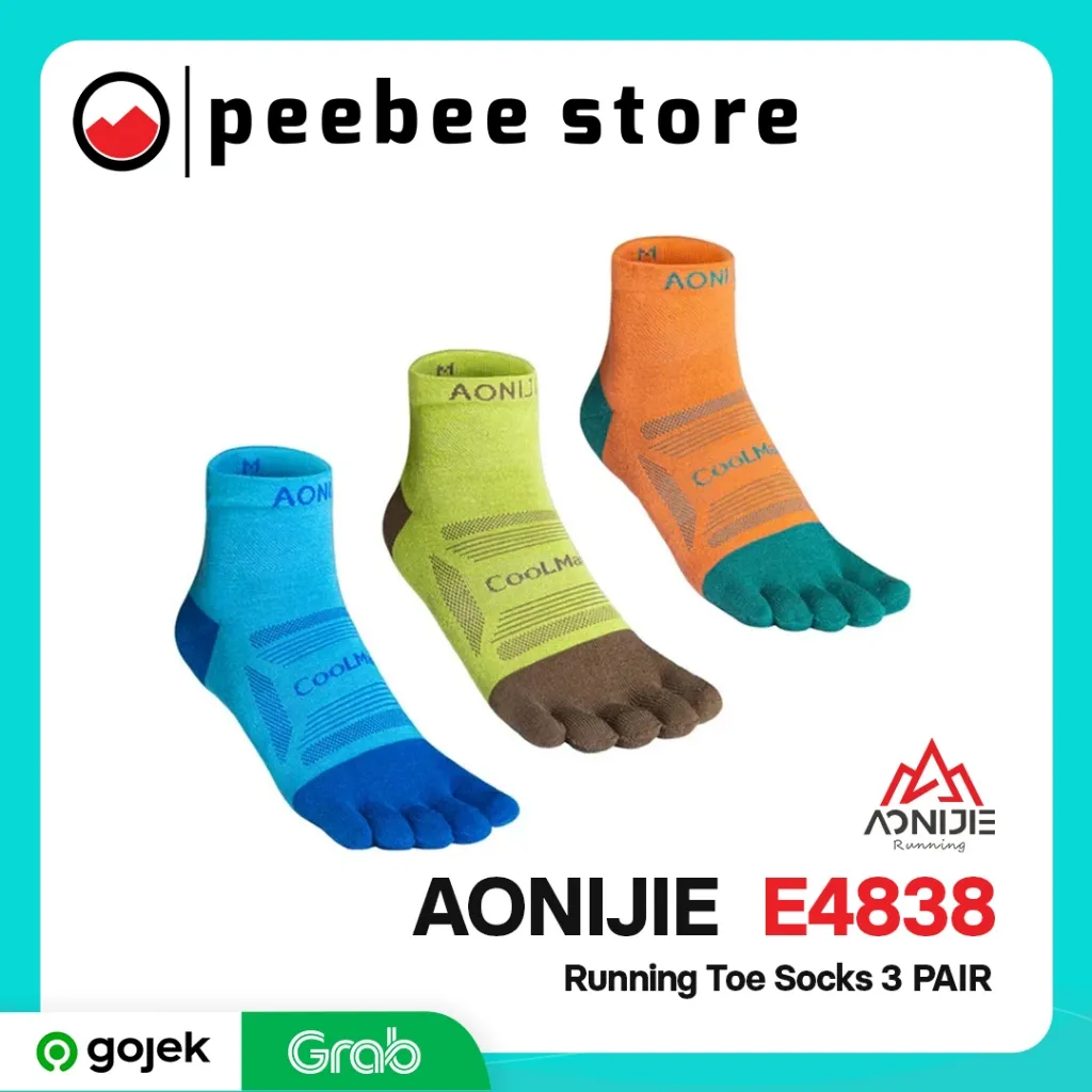 Aonijie E4838 Running Toe Socks 3 Pair Coolmax - Kaos kaki Jari Lari Sepeda Olahraga