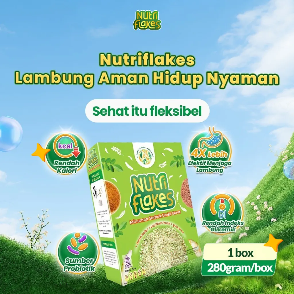 Nutriflakes Sereal Umbi Garut Ampuh Atasi Asam Lambung dan Gerd 1 Box