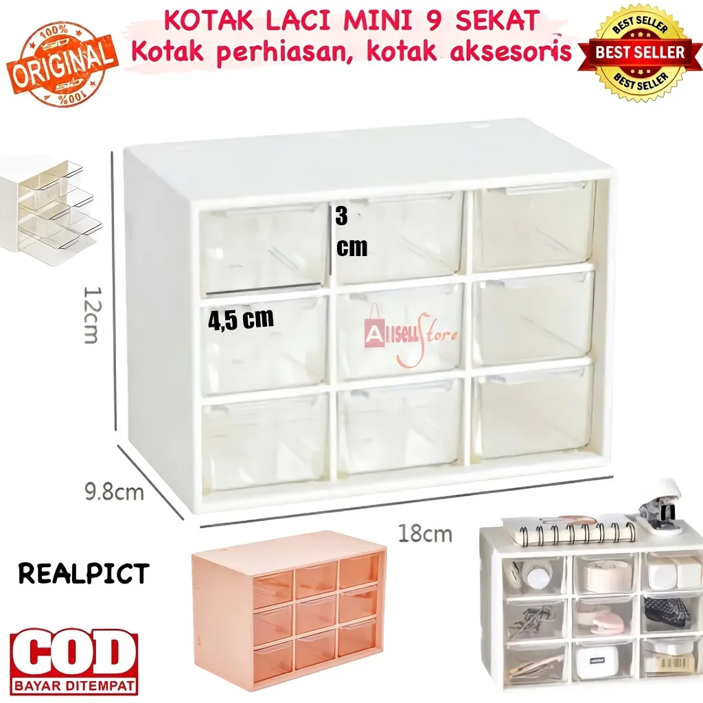( BISA COD ) PROMO KOTAK LACI PERHIASAN KOTAK AKSESORIS MINI 9 SEKAT / KOTAK PENYIMPANAN SERBAGUNA LACI MINI LACI AKSESORIS / KOTAK PENYIMPANAN SERBAGUNA / RAK SUSUN 9 SEKAT / RAK MINI SEKAT MINIMALIS