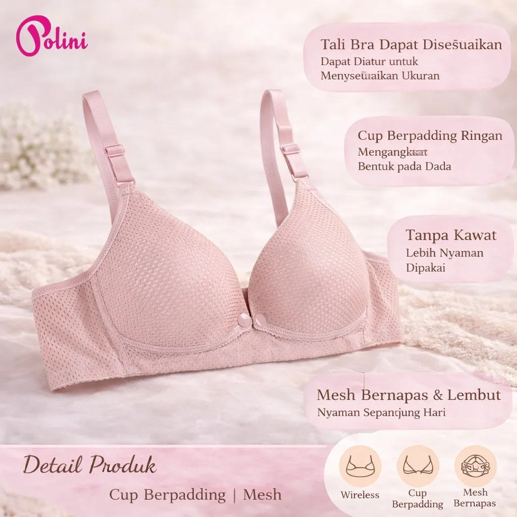 POLINI Bra Bh Menyusui Tanpa Kawat Berpori Bh Ibu Hamil Premium G203