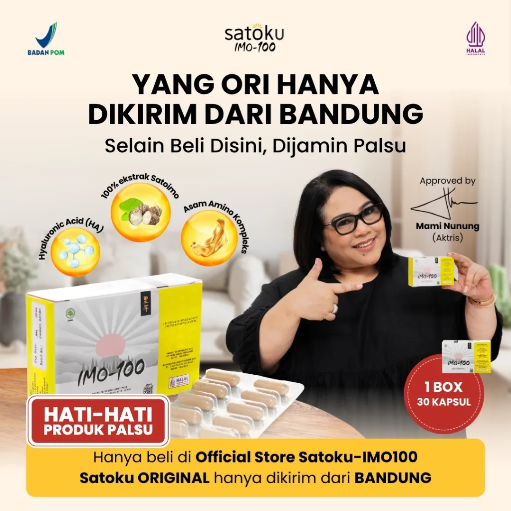 [1 BOX] Satoku Imo-100 ORIGINAL Suplemen Nyeri Sendi, Ramuan Jepang, Pereda Nyeri Sendi Untuk Osteoarthitis, Atasi Rematik, Asam Urat, Ramuan Jepang Herbal Alami, Suplemen Nyeri Sendi, Isi 30 Kapsul