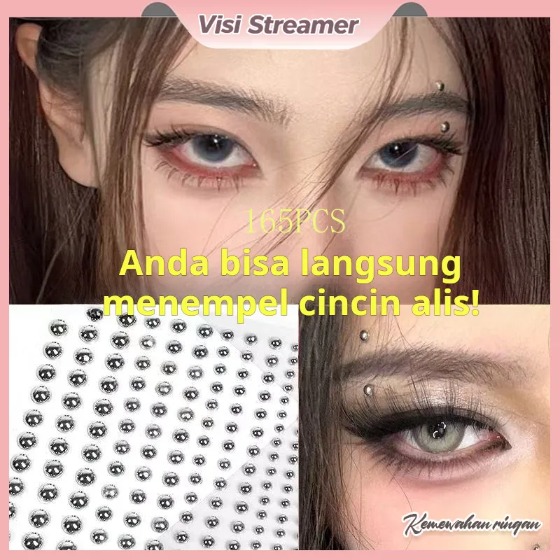 Sticker Tindik Palsu 165pcs Hypoallergenic Edgy Stiker alis palsu dan tindik bibir yang dapat direkatkan sendiri, tidak perlu dibor, tidak berlubang, cocok untuk wanita seksi, tidak akan rontok, stiker riasan mata, stiker dekorasi wajah.
