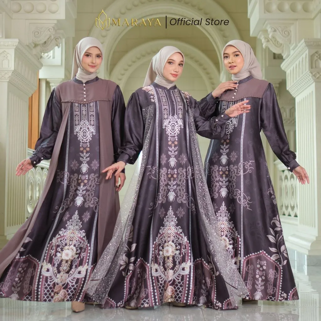 Maraya - Dress Motif Sultan Series Silk Armany Ceruty Mix Tile Mewah Elegan Gamis Kondangan Lebaran