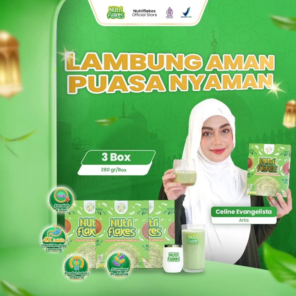 Nutriflakes Sereal Umbi Garut Asam Lambung Original 3 Box