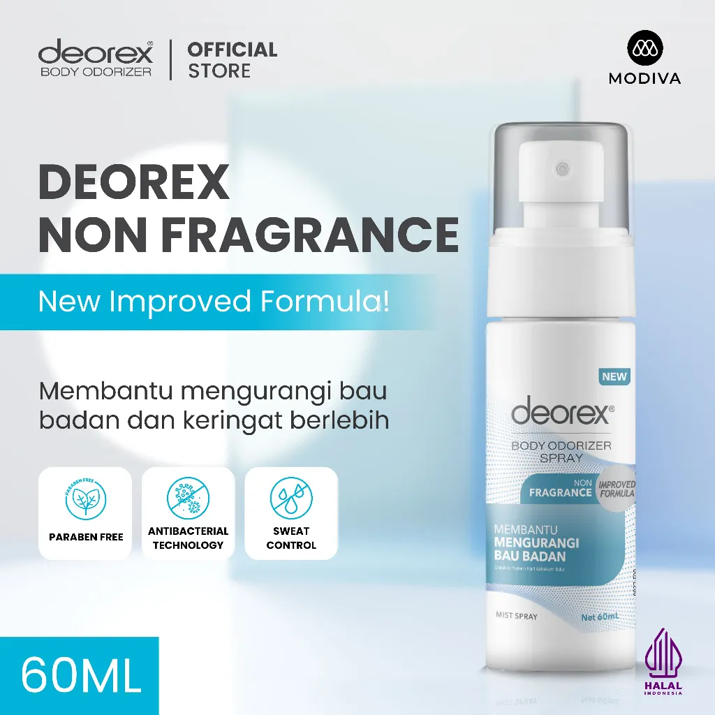 Deorex Body Odorizer Non Fragrance Spray 60ml Pengganti Deodorant Solusi Bau Badan/Keringat Berlebih