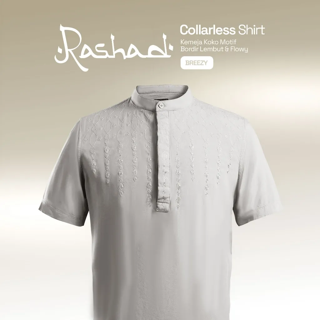 CUTOFF Rashad Kemeja Koko Cotton Rayon Kasual Bordir Basic Polos Pria Lengan Pendek