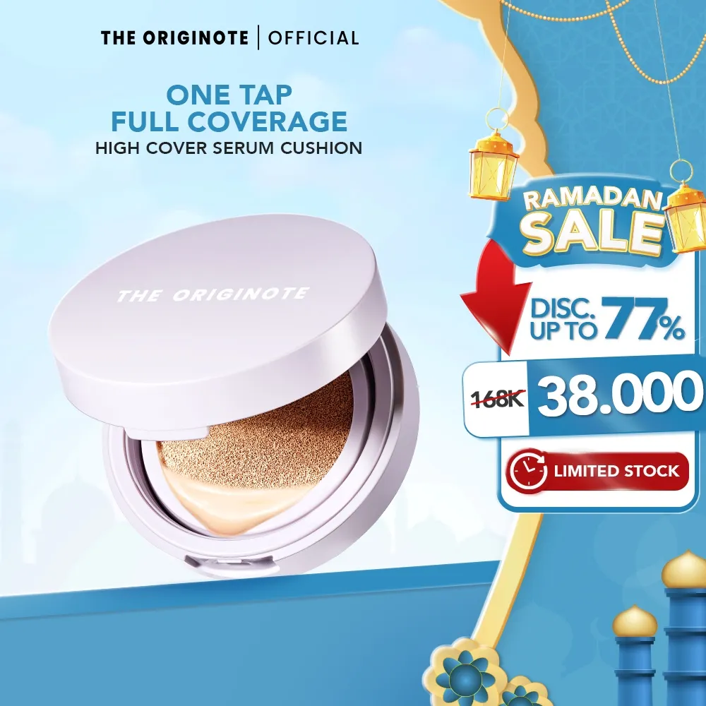 [SPECIAL PRICE] The Originote High Cover Serum Cushion SPF 35 PA++ | Makeup Base Wajah Full Coverage Ringan Velvet To Matte Foundation Tahan Lama UV Protection Make Up Setting Concealer BB Cream Tahan Lama Hasil Akhir Glowing
