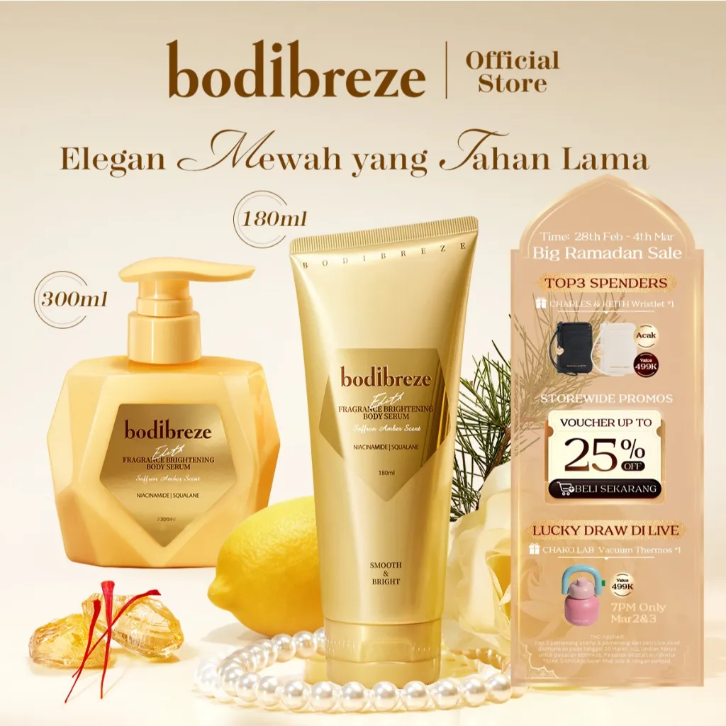 Bodibreze Edith Fragrance Brightening Body Serum 180ml / 300ml | Body Lotion Whitening Body Cream Pemutih Body Butter Brightening Softening Smoothing Hydrating Skin Wangi Floral Woody Long-Lasting Fragrance With 99% Pure Niacinamide