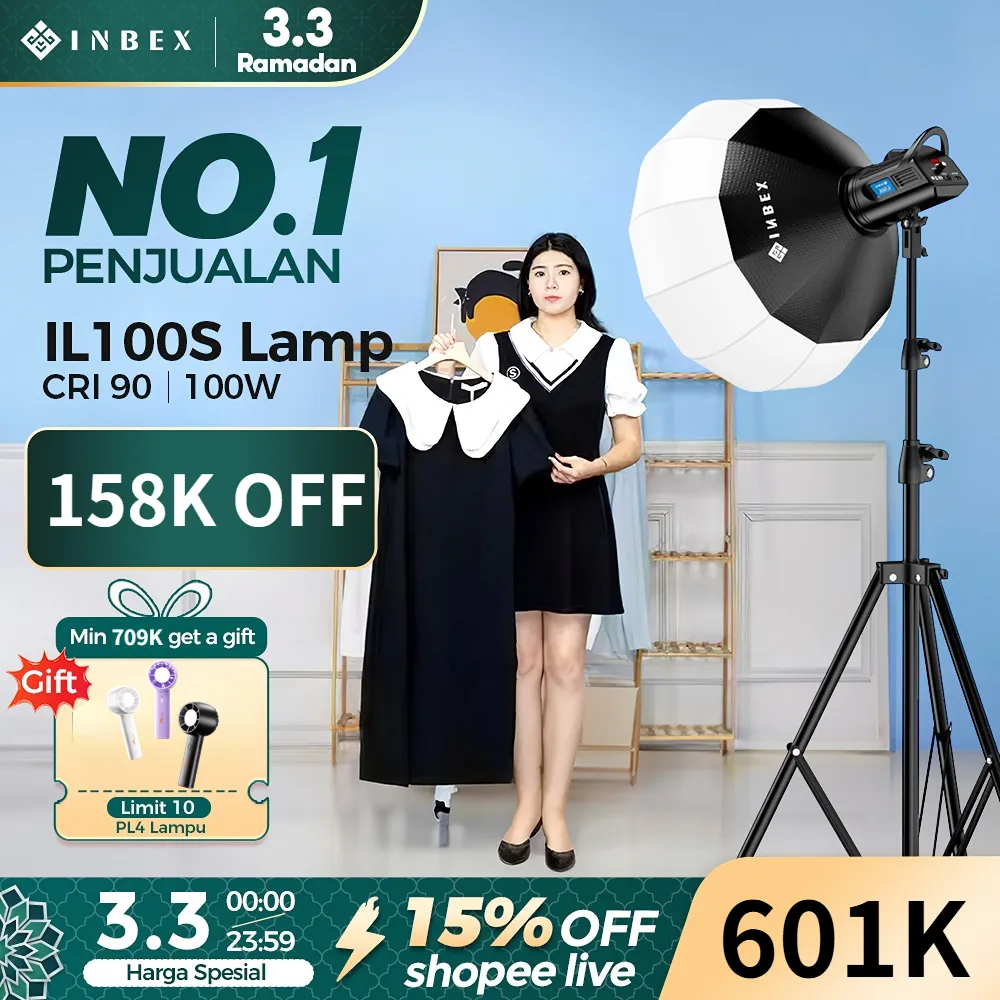 INBEX IL100S Profession Softbox Lampu Studio Lighting Video Foto Photography Live stream 100w Lampu proyektor