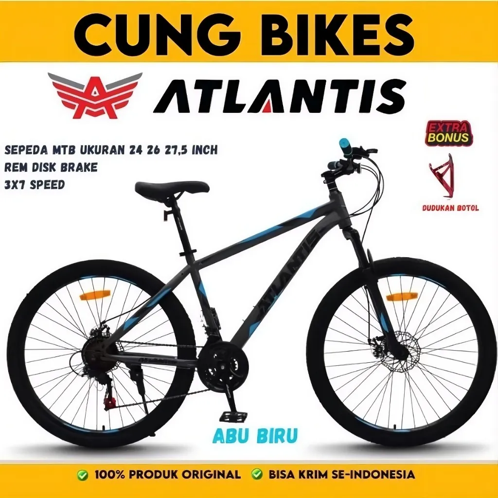 Sepeda Gunung Atlantis MTB 24 26 inch 735 dan 27,5 inch 730-FASTRON F 260 DM Diskbrake 21 speed
