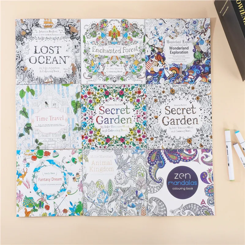 Buku Mewarnai untuk Dewasa dan anak2/24 Halaman Secret Garden Magic Forest Stress Relief Buku Mewarnai/Secret Garden Drawing Book
