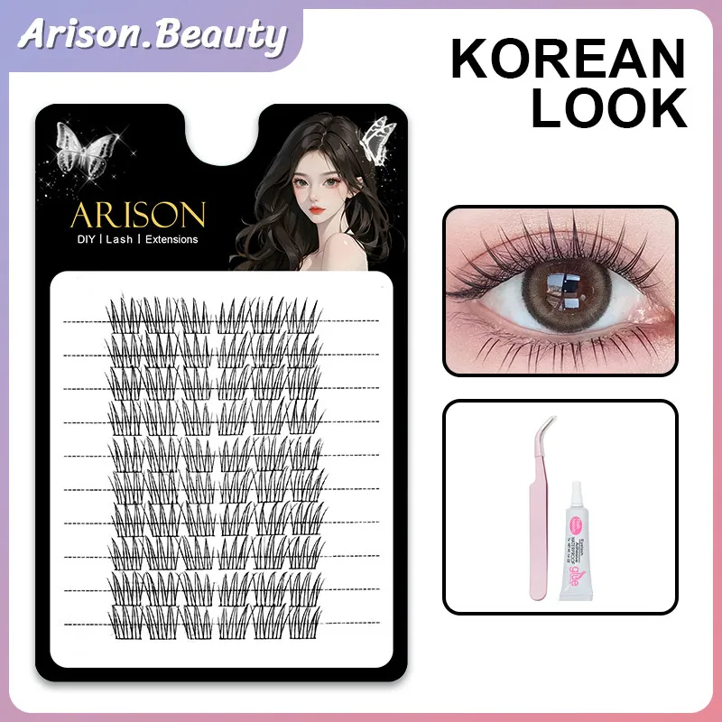 ARISONLASHES Diy Cluster 3D Natural Bulu Mata Palsu Korean Look Segmented Lashes Clusters
