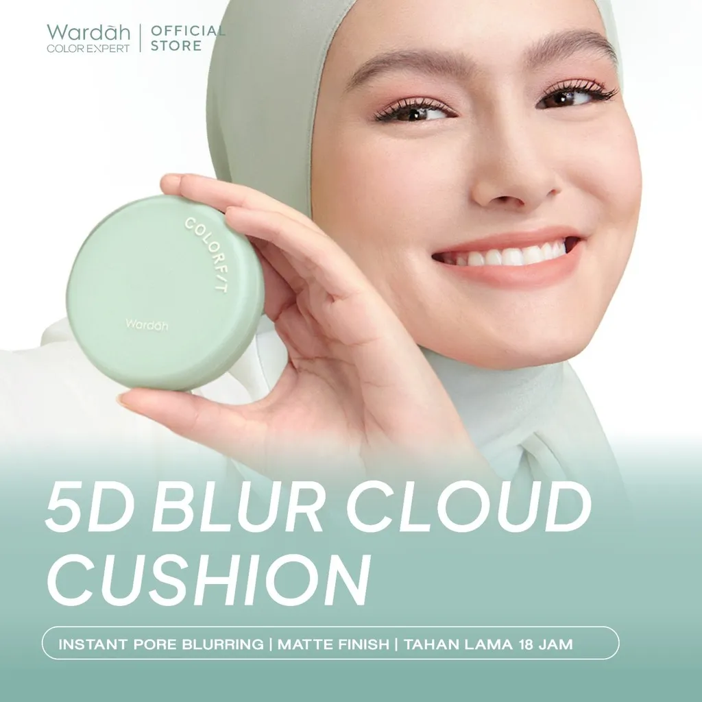 [SPECIAL LIVE STREAMING] WARDAH Colorfit 5D Blur Cloud Cushion Matte Finish Tahan Lama Hingga 18 Jam - SPF 50 PA+, Nano-Hyaluron, dan CICA Menyamarkan Pori & Tekstur Wajah Menyatu Dengan Kulit Non Comedogenic - Tahan Lama dengan Bedak - Makeup