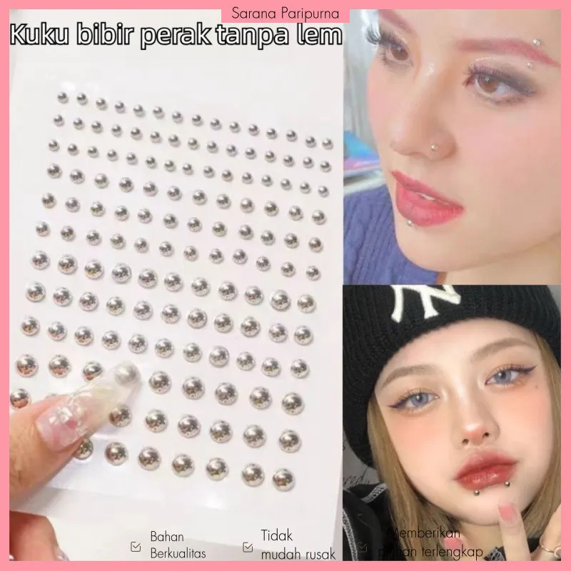 Sticker Tindik Palsu [165pcs] - Aksesoris Wajah Gothic/Punk, Tempel Bibir/Alis/Hidung Tanpa Lubang, Desain Edgy untuk Wanita Keren