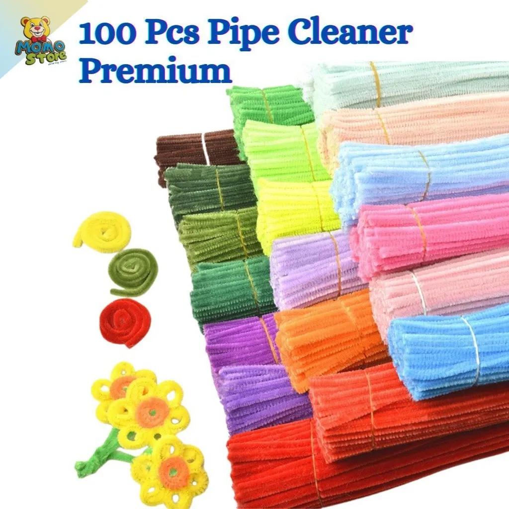 100Pcs Pipe Cleaner 30cm Kawat Bulu Twist Stick Warna Menarik Aksesoris DIY Kerajinan Tangan