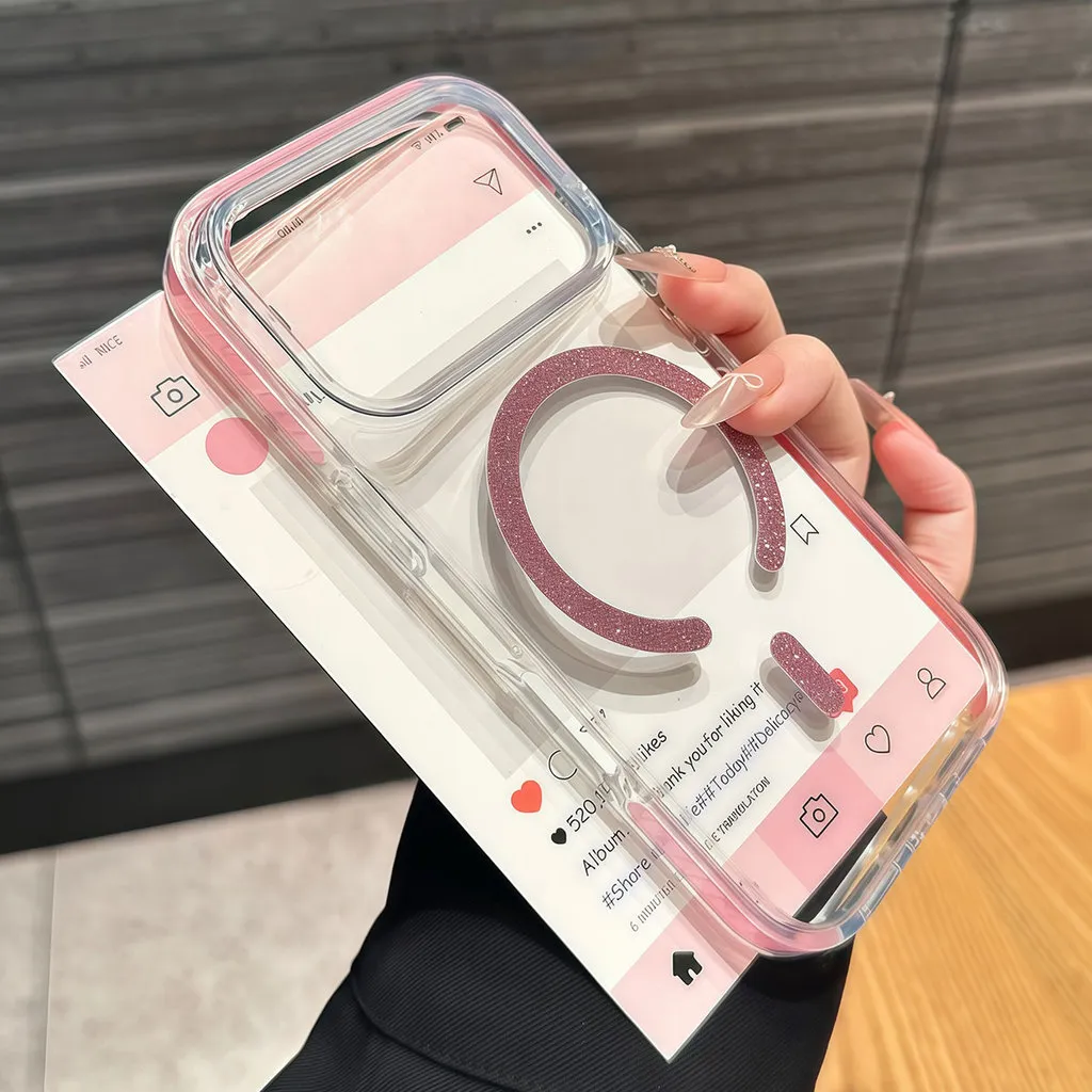 [Glitter Softcase for iPhone 17 PRO MAX] Airbag Protection i17 Lavender Sage Casing Transparent Silicone 17PRO Magnetic Soft Case with Magsafe for iPhone 17PROMAX