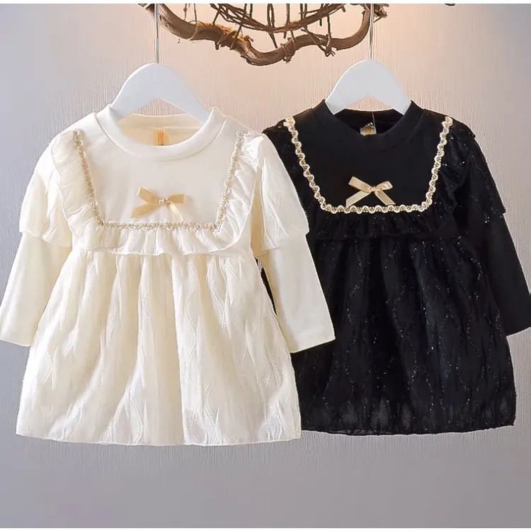 INCESSBABY Dress Anak Perempuan Gaun Bayi Baju Anak Cewek Import Korean Style 0 6 12 Bulan 1 2 3 Tahun Aqiqah Warna Hitam Putih