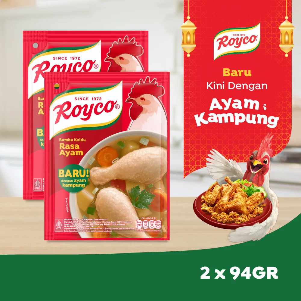 Royco Bumbu Kaldu Penyedap Rasa Ayam Kampung dengan Kaldu Gold Standard 94g x2 - Menu Buka Puasa Recook Ayam Goreng Kremes