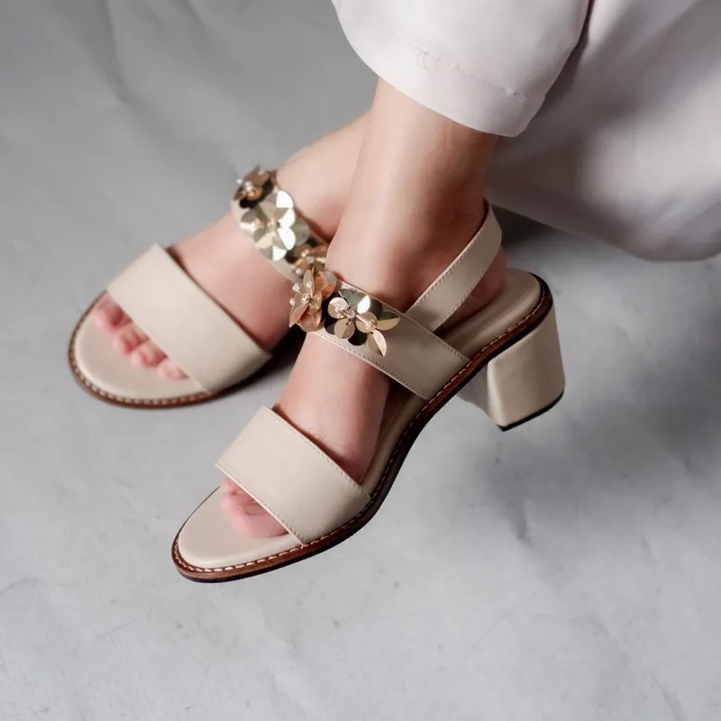 YOVVLI WILONA Beads Sepatu Pesta Wanita Chungky Heels hak 5cm