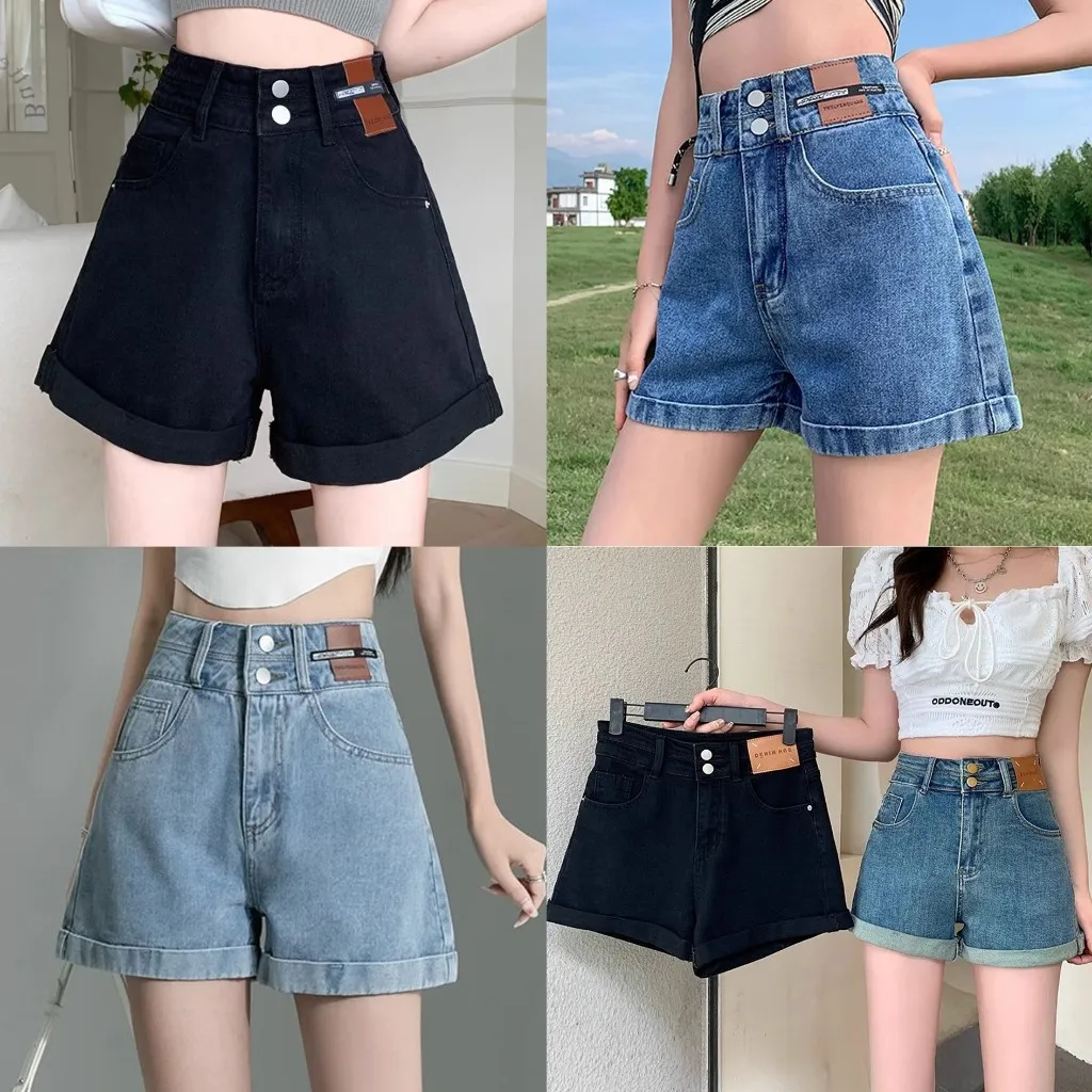Cewek_id  Celana jeans pendek wanita jumbo-5XL celana Pendek Denim Pinggang Tinggi Wanita highwaist hot pants wanita premium stretch short pants