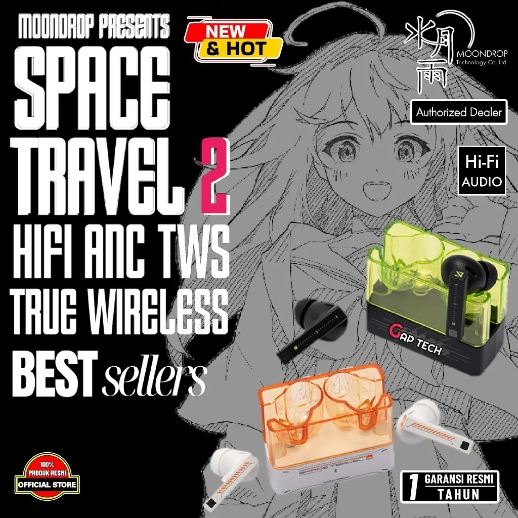 Moondrop Space Travel 2 / Space Travel2 Hi-Fi True Wireless Noise  Cancelling Earbuds TWS Original